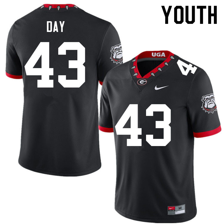 Georgia Bulldogs Youth Davis Day #43 Black Mascot 100th Anniversary Stitched College UGA Football Jersey 23BM017MG